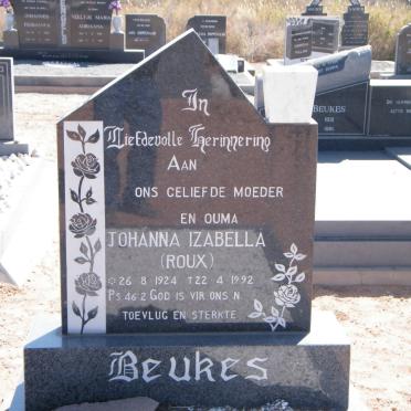 BEUKES Johanna Izabella nee ROUX 1924-1992