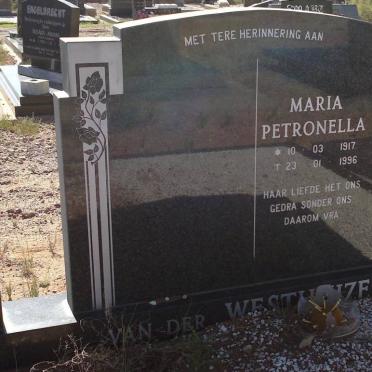 WESTHUIZEN Maria Petronella, van der 1917-1996
