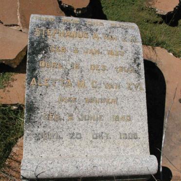 ZYL Stephanus A. van 1833-1906 &amp; Aletta M.C. BRUWER 1840-1908