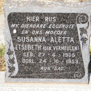ETSEBETH Petrus Johannes 1901-1983 &amp; Susanna Aletta VERMEULEN 1905-1959