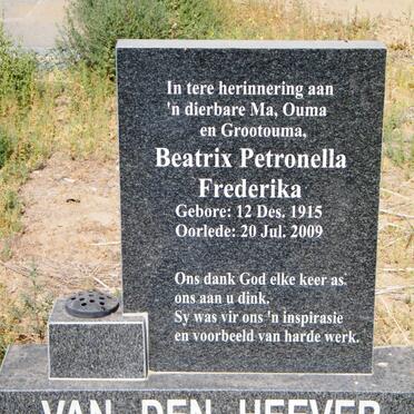 HEEVER Beatrix Petronella Frederika, van den 1915-2009