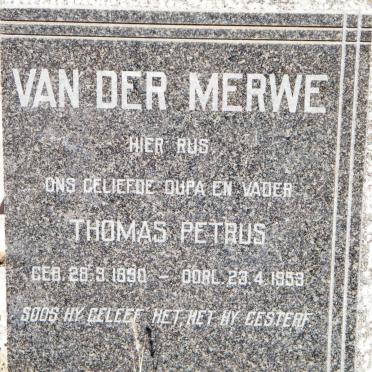 MERWE Thomas Petrus, van der 1890-1953