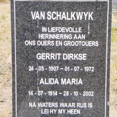 SCHALKWYK Gerrit Dirkse, van 1907-1972 &amp; Alida Maria 1914-2002