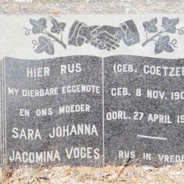 VOGES Sara Johanna Jacomina nee COETZEE 1904-1960
