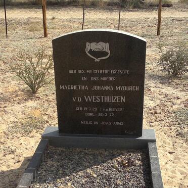 WESTHUIZEN Magrietha Johanna Myburgh, v.d. nee V.D. HEEVER 1929-1972