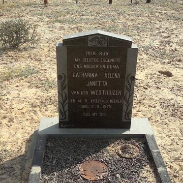 WESTHUIZEN Catharina Helena Janetta, van der nee V.D. MERWE 1932-1975