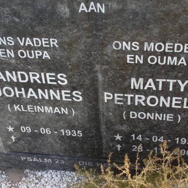 STEENKAMP Andries Johannes 1935- &amp; Matty Petronella 1937-2000