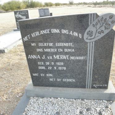 MERWE Anna J., v.d. nee NIEUWOUDT 1920-1970