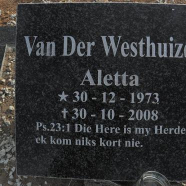WESTHUIZEN Aletta, van der 1973-2008