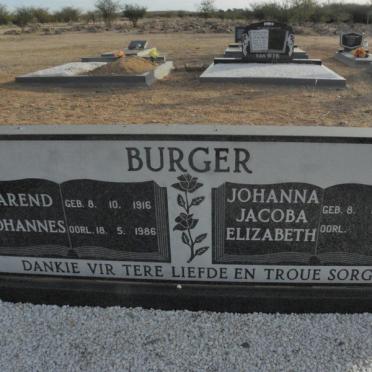 BURGER Barend Johannes 1916-1986 &amp; Johanna Jacoba Elizabeth 1924-