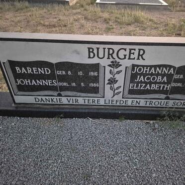 BURGER Barend Johannes 1916-1986 & Johanna Jacoba Elizabeth 1924-2013