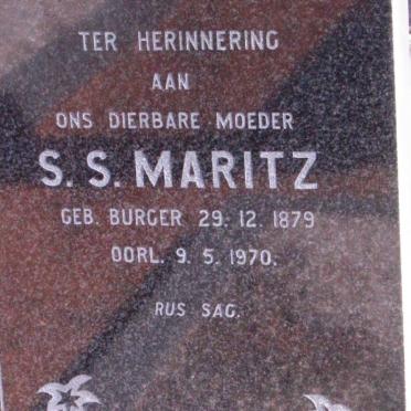 MARITZ S.S. nee BURGER 1879-1970