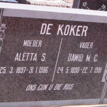 KOKER Dawid M.C., de 1890-1981 &amp; Aletta S. 1897-1986