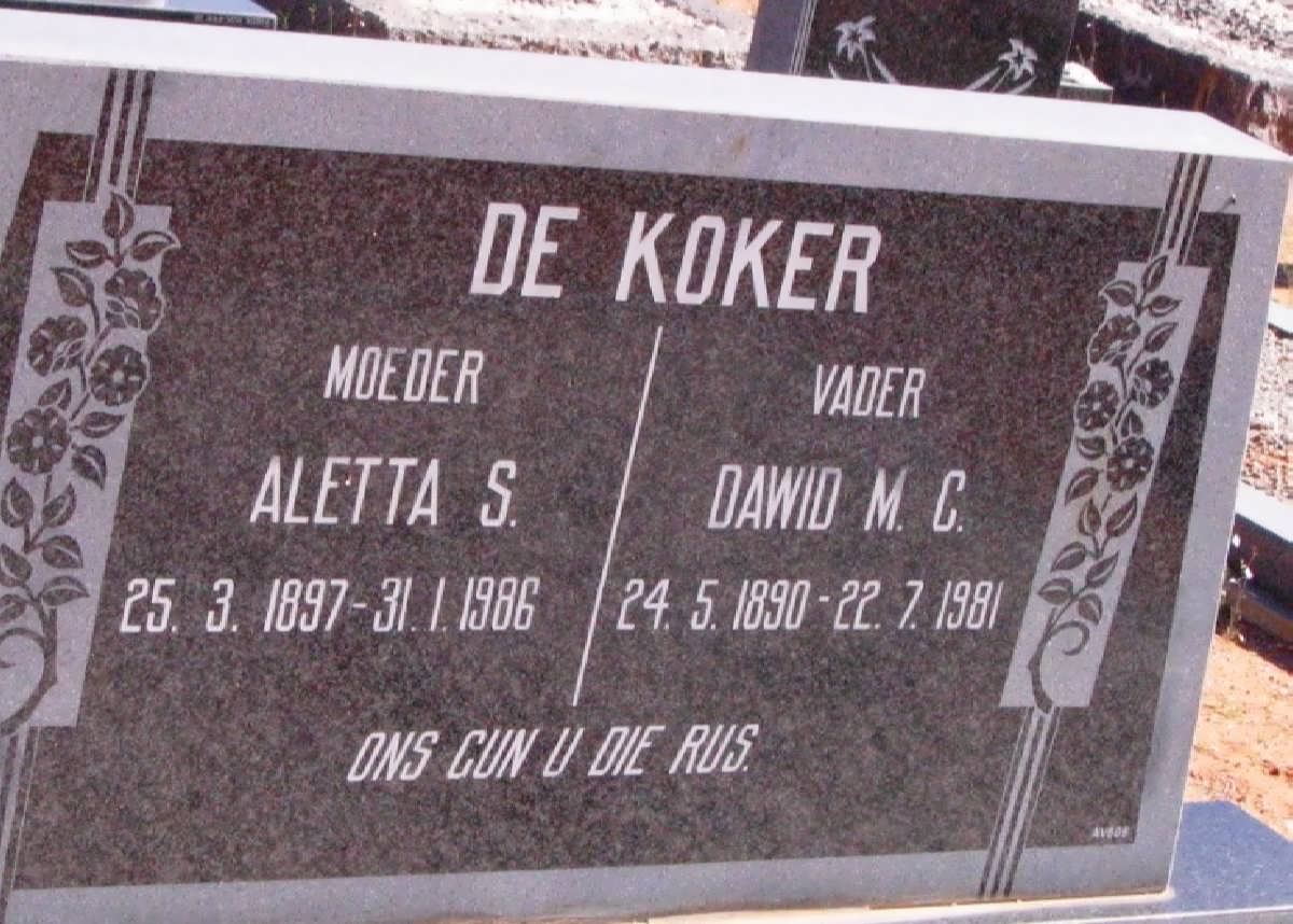 KOKER Dawid M.C., de 1890-1981 &amp; Aletta S. 1897-1986