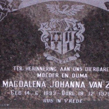 ZYL Magdalena Johanna, van 1893-1975