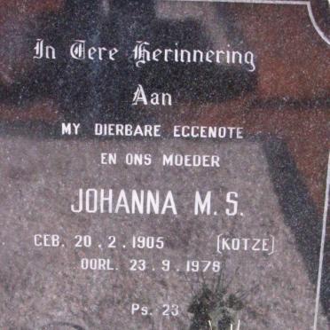 AGENBAG Johanna M.S. nee KOTZE 1905-1978