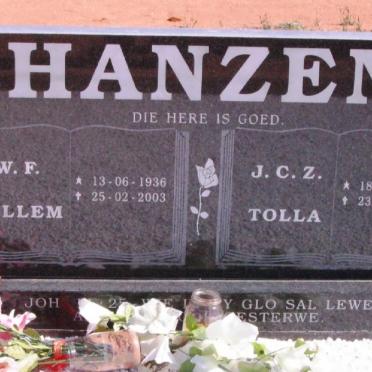 HANZEN W.F. 1936-2003 &amp; J.C.Z. 1938-2006