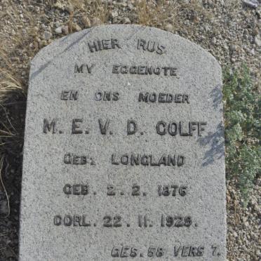 COLFF M.E., v.d. nee LONGLAND 1876-1929