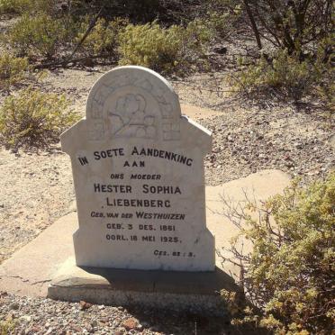 LIEBENBERG Hester Sophia nee VAN DER WESTHUIZEN 1861-1925
