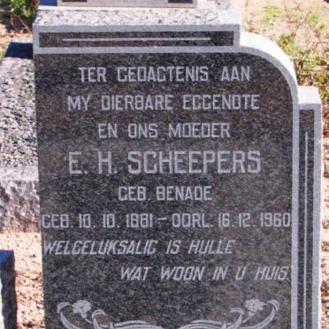 SCHEEPERS E.H. nee BENADE 1881-1960