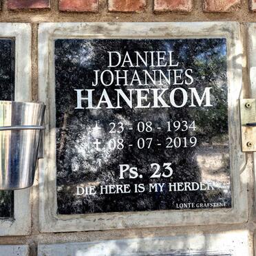 HANEKOM Daniel Johannes 1934-2019
