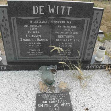 WITT Johannes Jacobus, de 1920-2004 &amp; Getruida Albertyn 1920-1999 :: DE WITT Jan Cornelius Smith 1955-2012