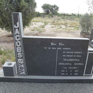 JACOBS Magrietha Johanna Sophia nee JACOBS 1927-1980