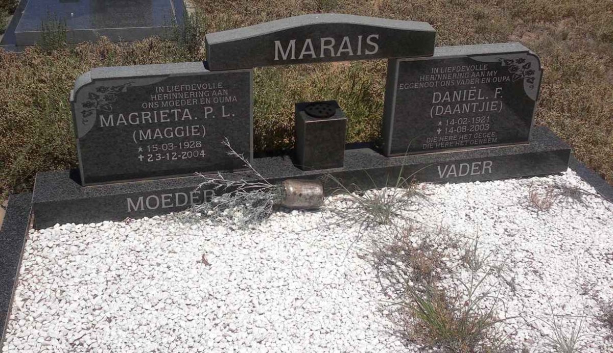 MARAIS Daniël F. 1921-2003 &amp; Magrieta P.L. 1928-2004