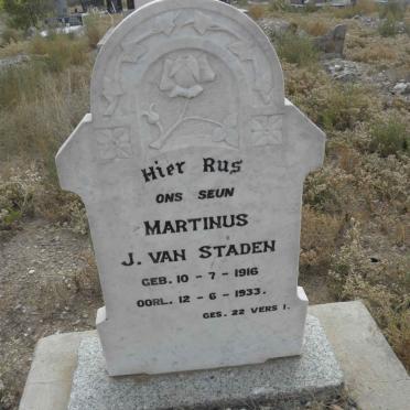 STADEN Martinus J.,van 1916-1933