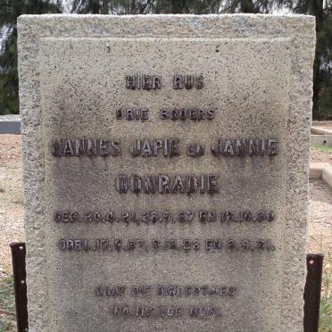 CONRADIE Hannes 1921-1937 :: CONRADIE Japie 1927-1928 :: CONRADIE Jannie 1930-1931