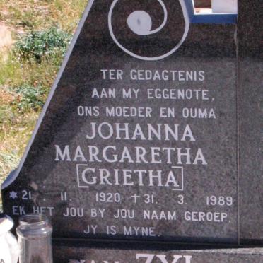 ZYL Johanna Margaretha, van 1920-1989