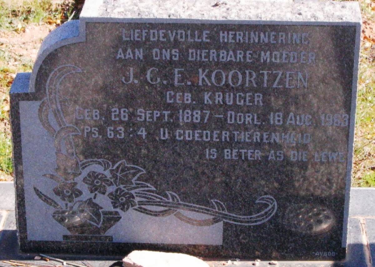 KOORTZEN  J.C.E. nee KRUGER 1887-1963