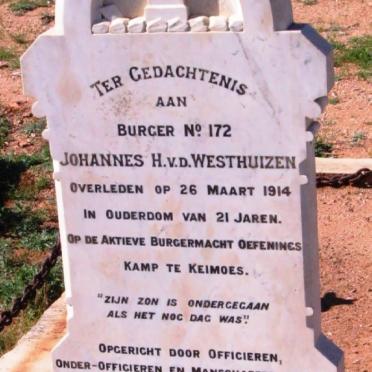 WESTHUIZEN Johannes H., v.d. -1914
