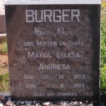 BURGER Maria Louisa Andriesa 1863-1927