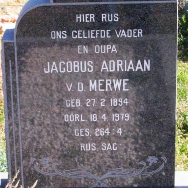 MERWE Jacobus Adriaan, v.d. 1894-1979