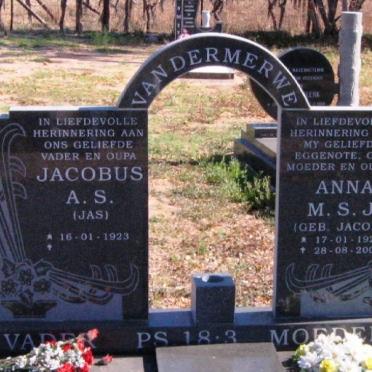 MERWE Jacobus M.S. van der 1923- &amp;  Anna M.S.J. JACOBS 1926-2005