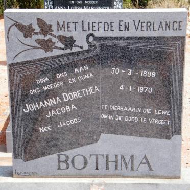 BOTHMA Johanna Dorethea Jacoba nee JACOBS 1898-1970