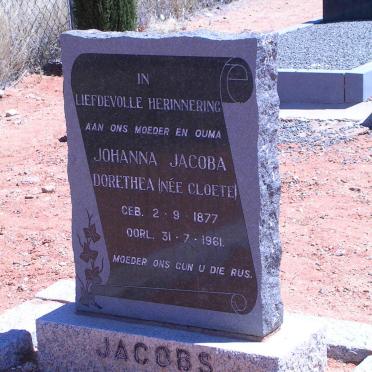 JACOBS Johanna Jacoba Dorethea nee CLOETE 1877-1961