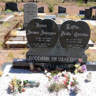 VELDSMAN Jacobus Johannes 1906-1982 &amp; Aletta Christina 1903-1990