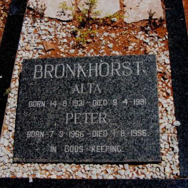 BRONKHORST Alta 1931-1991 :: BRONKHORST Peter 1966-1996