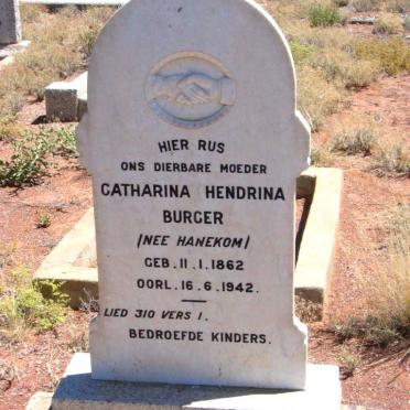 BURGER Catharina Hendrina nee HANEKOM 1862-1942