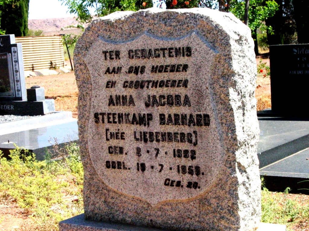 BARNARD Anna Jacoba Steenkamp nee LIEBENBERG 1852-1953