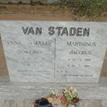 STADEN Marthinus Jacobus, van 1908-1984 &amp; Anna Amalia SCHOEMAN 1912-2003