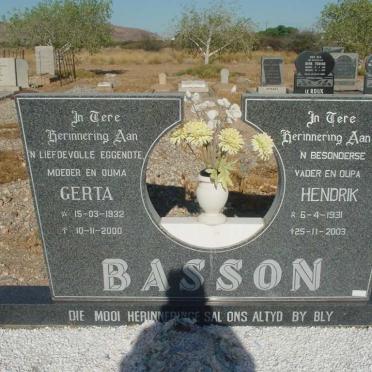 BASSON Hendrik 1931-2003 &amp; Gerta 1932-2000