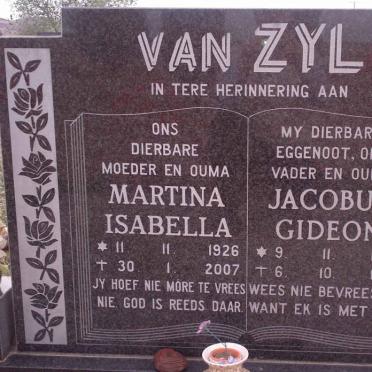 ZYL Jacobus Gideon, van 1925-1990 &amp; Martina Isabella 1926-2007