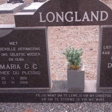 LONGLAND David Thomas 1905-1997 &amp; Maria G.C. DU PLESSIS 1909-2008