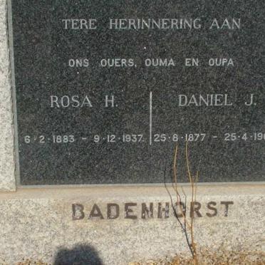 BADENHORST Daniel J. 1877-1965 &amp; Rosa H. 1883-1937