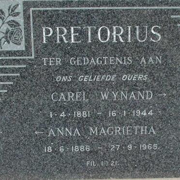 PRETORIUS Carel Wynand 1881-1944 &amp; Anna Magrietha 1886-1965
