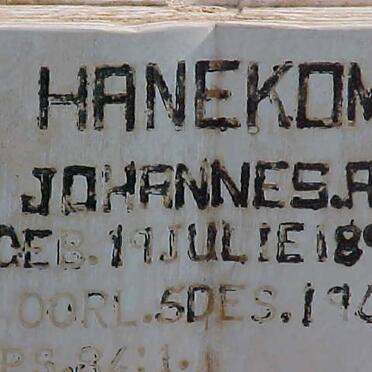 HANEKOM Johannes A.H. 1894-1963