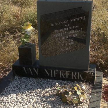NIEKERK Jannetha Johanna nee DUVENHAGE 1903-1980